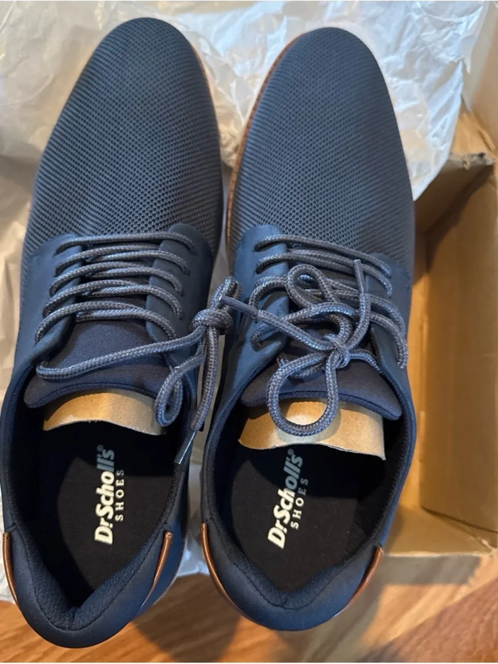 Dr. Scholl's Navy Knit Derby with White Sole